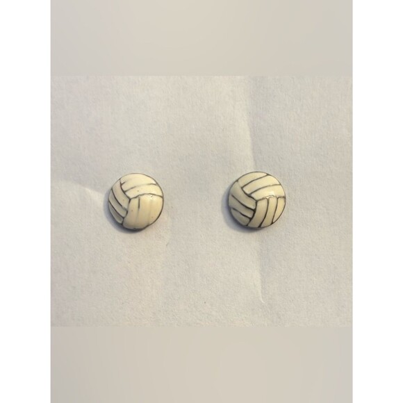Source Unknown Jewelry - Ivory White Silver Volleyball Stud Earrings